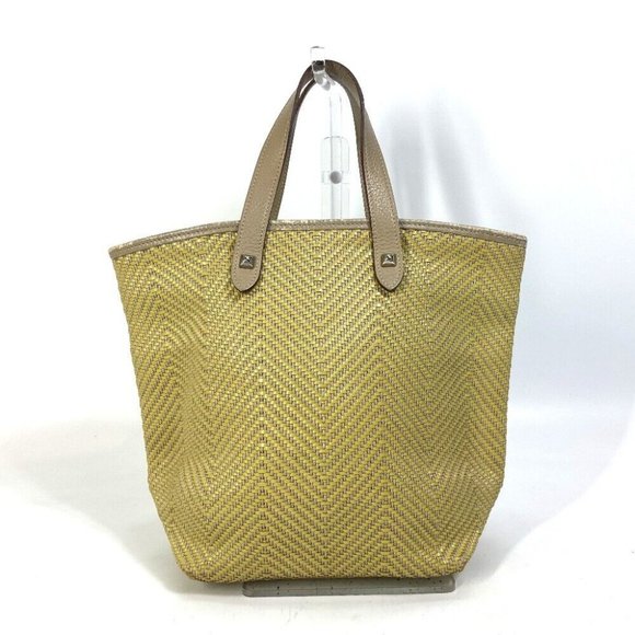 HERMES Hand Bag Kaba Chennai PM bag studs Tote Bag Yellow Based